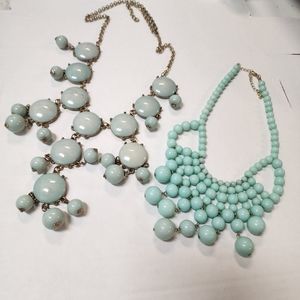 Aqua Elegance Duo: Vintage-Inspired Statement Necklaces